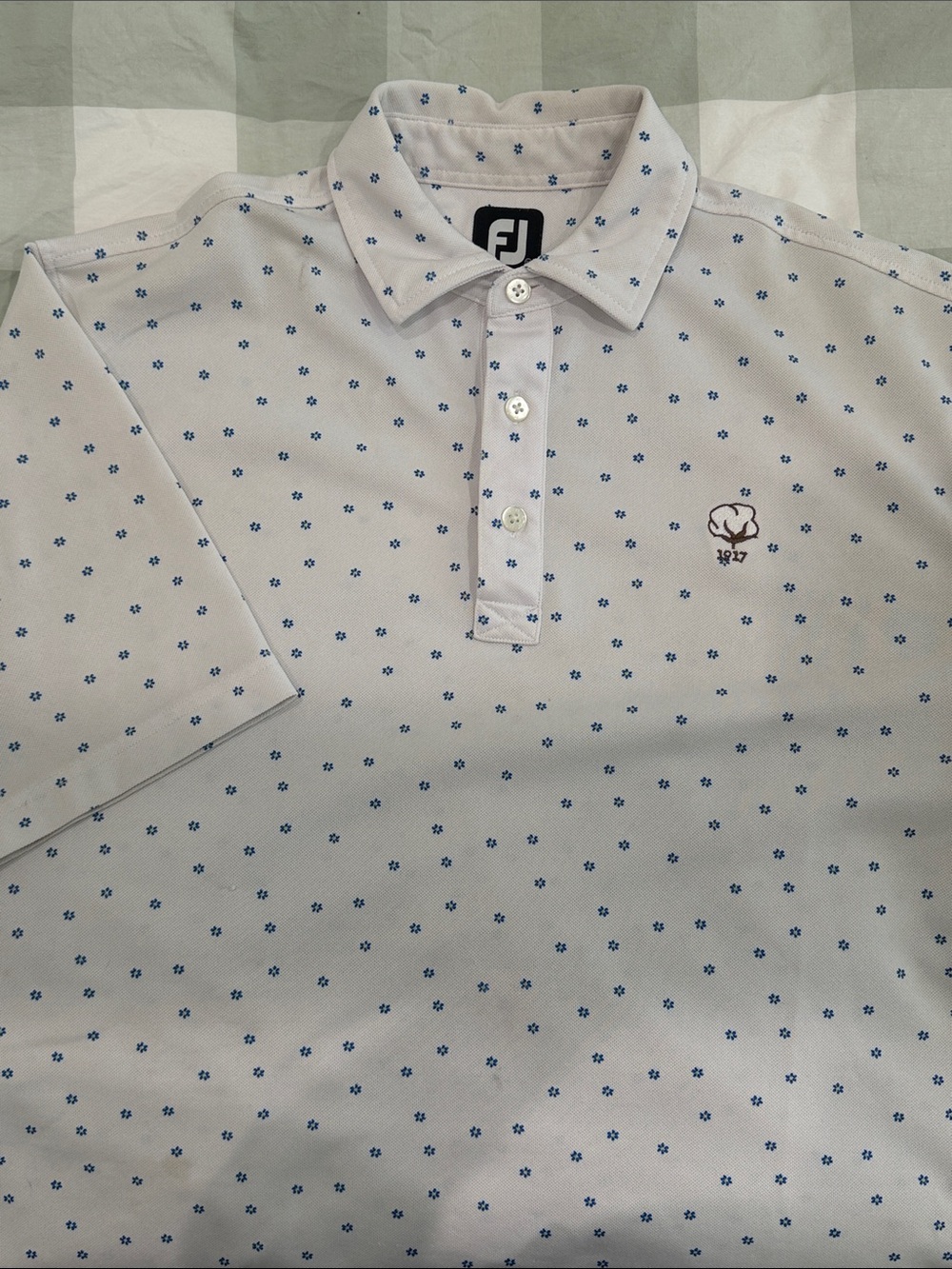 FootJoy Light Gray Polo with Small Blue Floral Print
